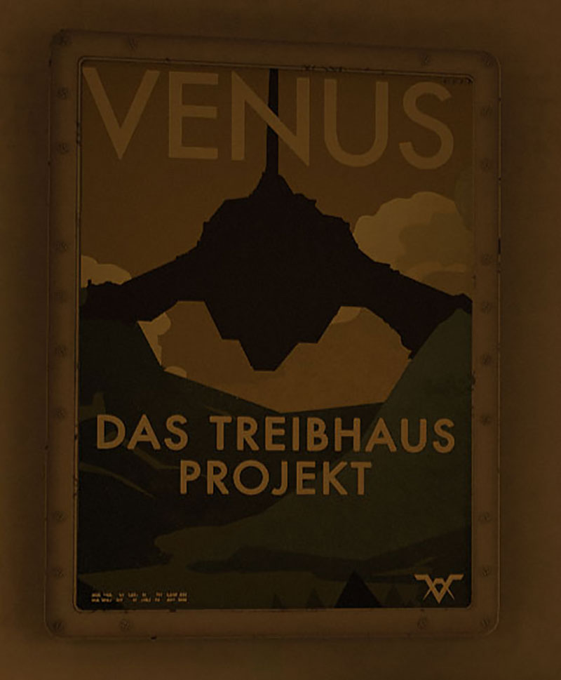 When the player visits Venus, it’s an inhospitable wasteland. Just as the Reich had 1000-year plans on Earth, though, they have the same timeframe in space, envisaging a terraforming project called “The Greenhouse Project”.
